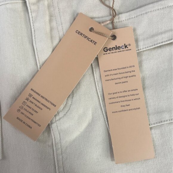 Genleck Wide Leg Jeans Pants Womens Size 10 Beige Tan New Casual Pockets - Picture 9 of 11